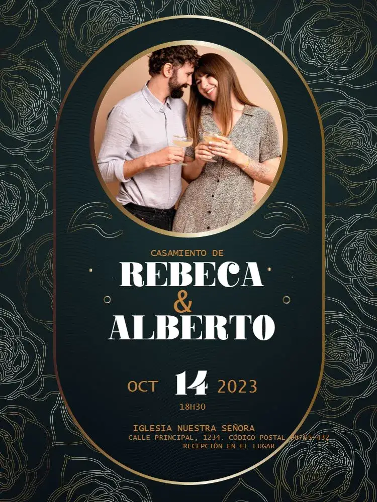 Invitación Boda Elegante Dorada