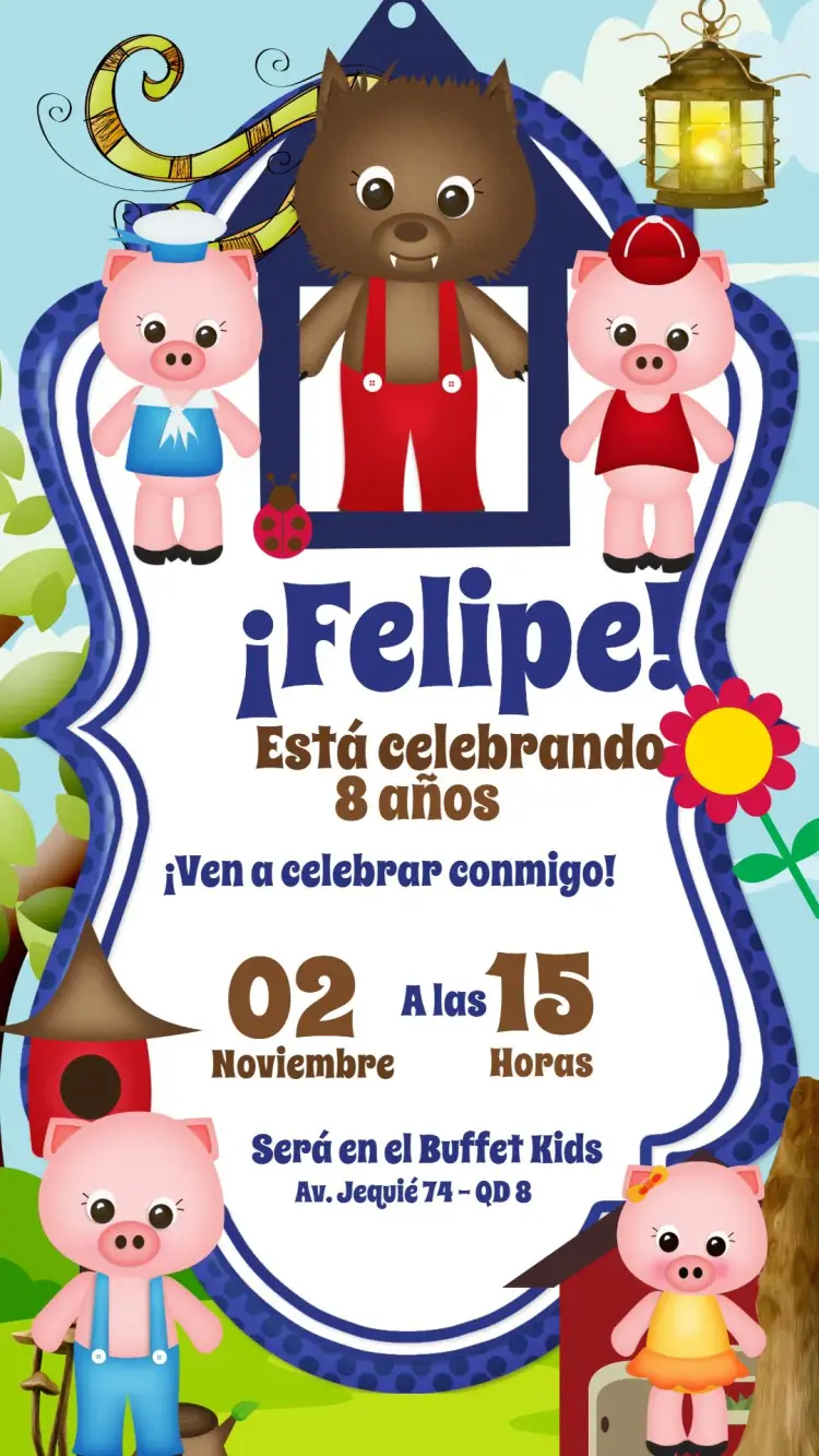 Invitación Los Tres Cerditos