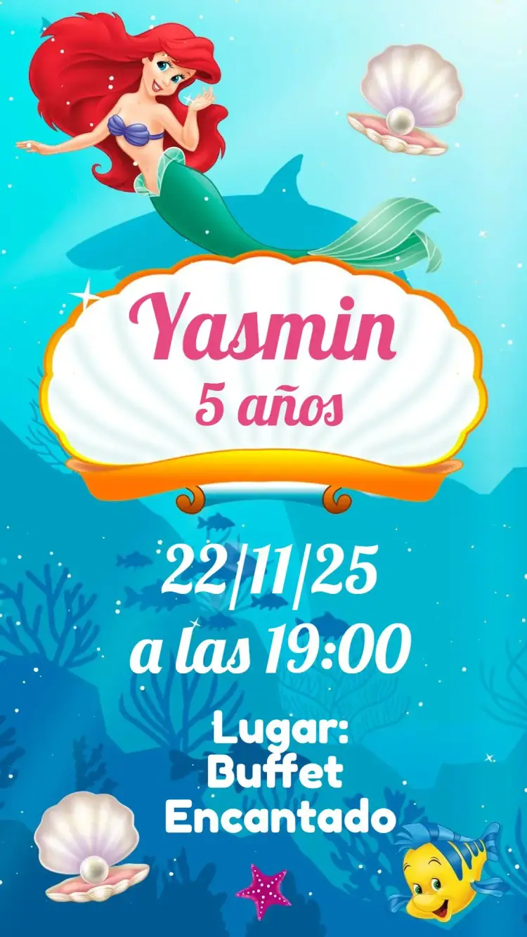 Invitación Sirena Ariel
