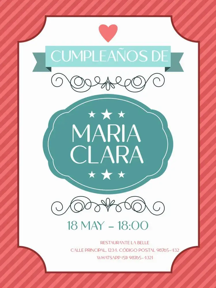 Invitación Femenino Adulto Parisino a Rayas Celebración – tema Cumpleaños Infantil parisino, a rayas, clásico, delicado, elegante