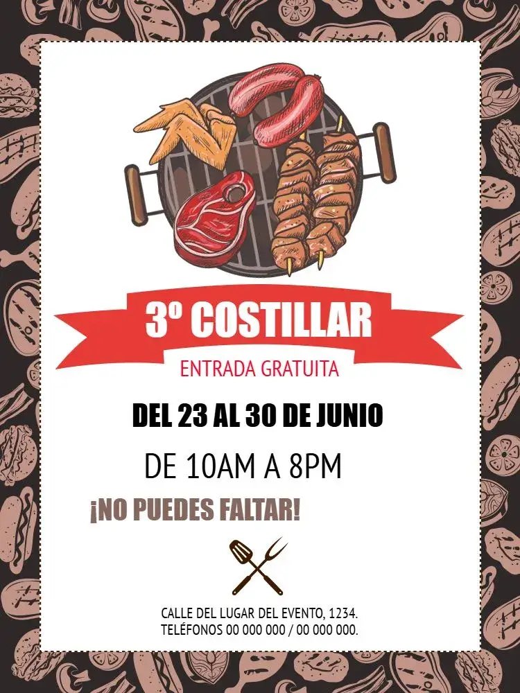 Invitación Barbacoa Celebración editable y personalizable