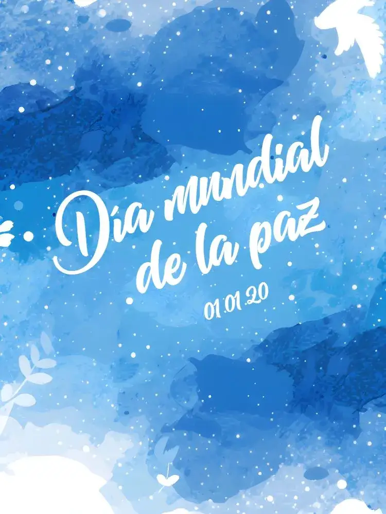 Invitación Publicación Día Mundial De La Paz Amor – tema Fechas Conmemorativas azul y blanco, minimalista, moderno, gráfico con palomitas, estilo limpio, esperanza