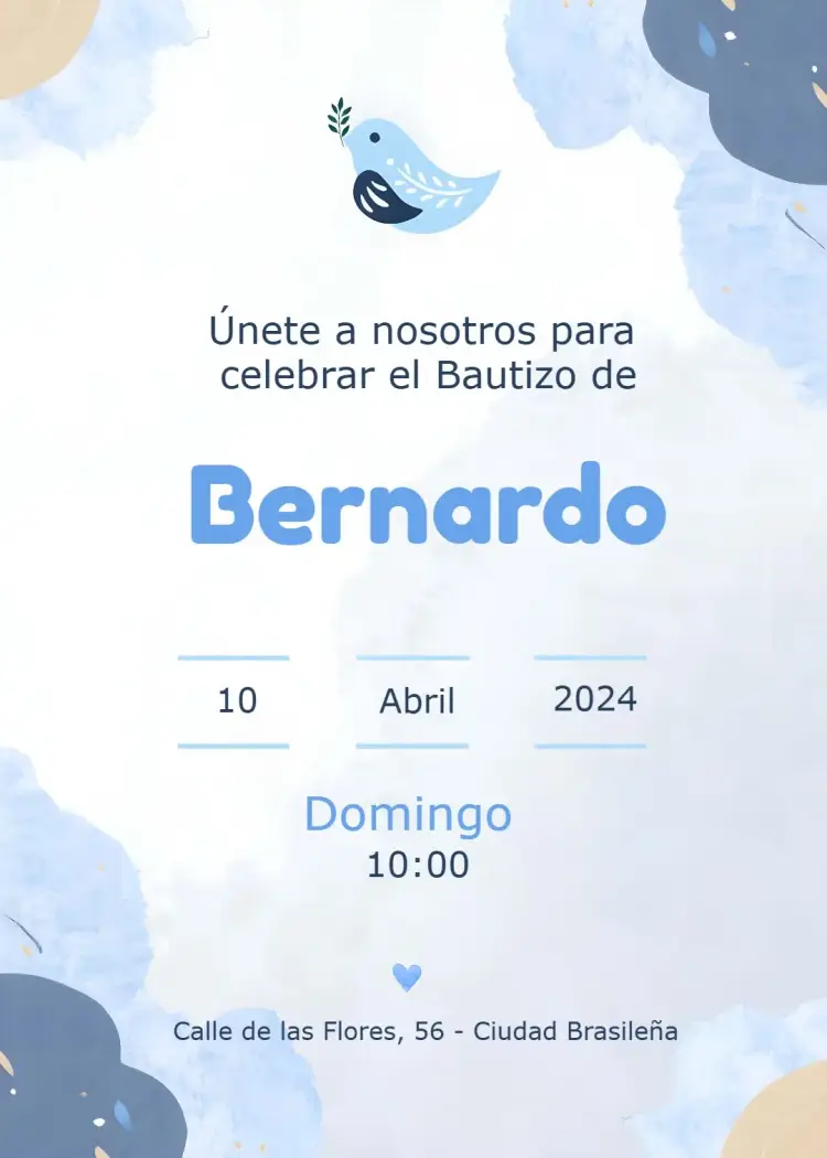 Invitación Bautizo Pajarito Bautismo