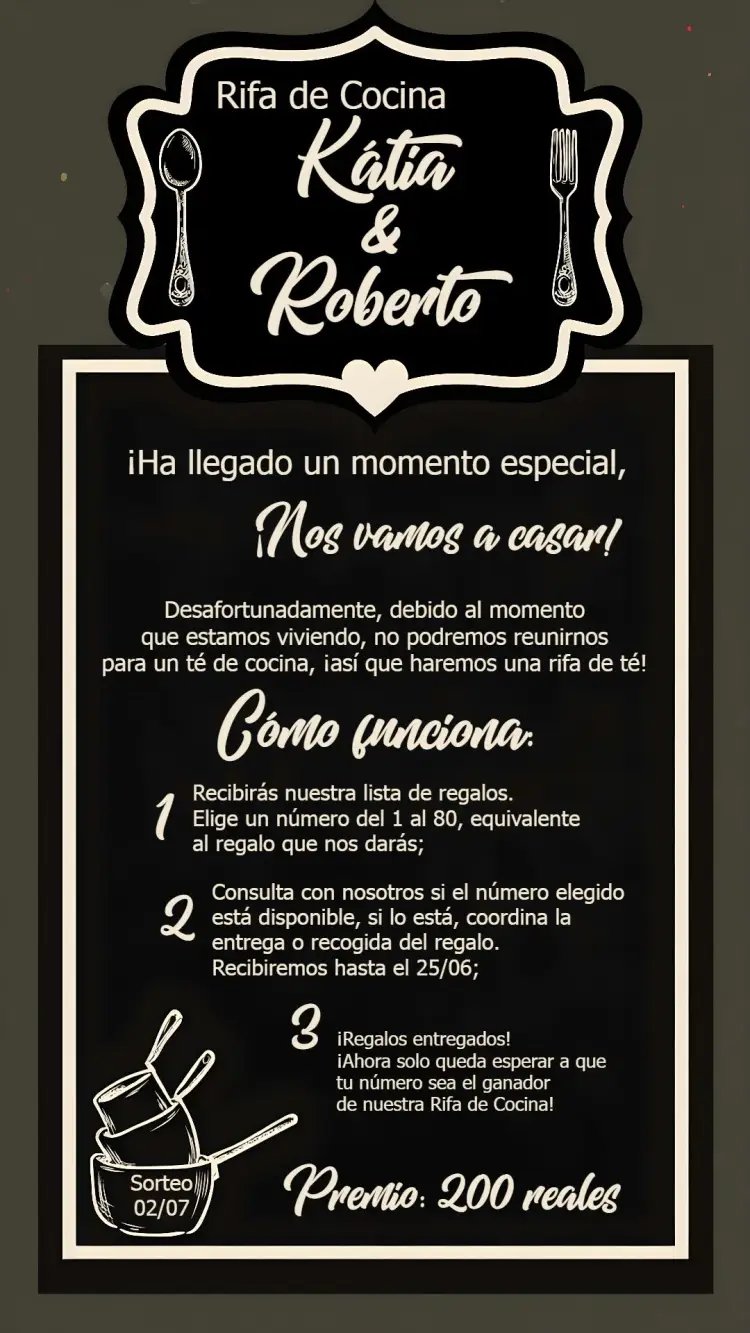 Invitación Rifa de Cocina Té de Olla