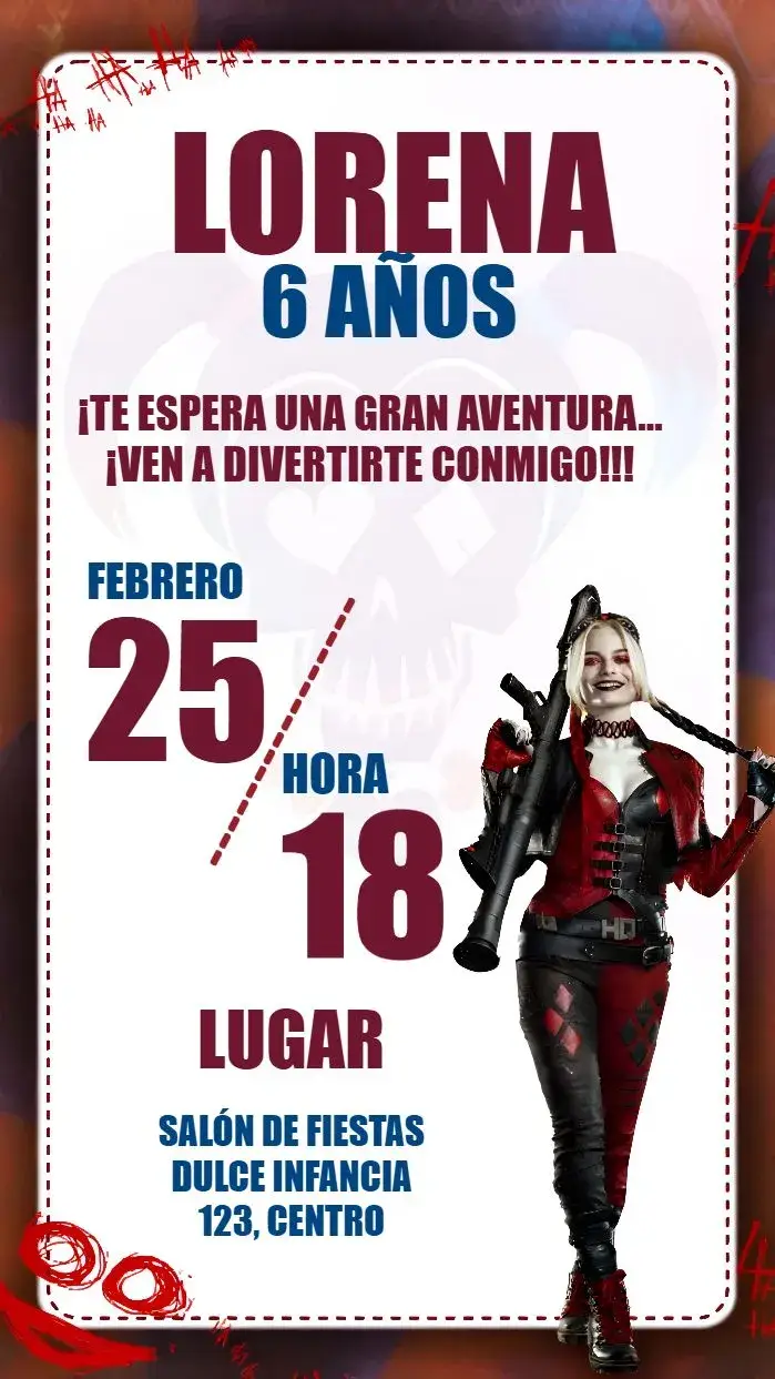 Invitación Arlequina Coringa