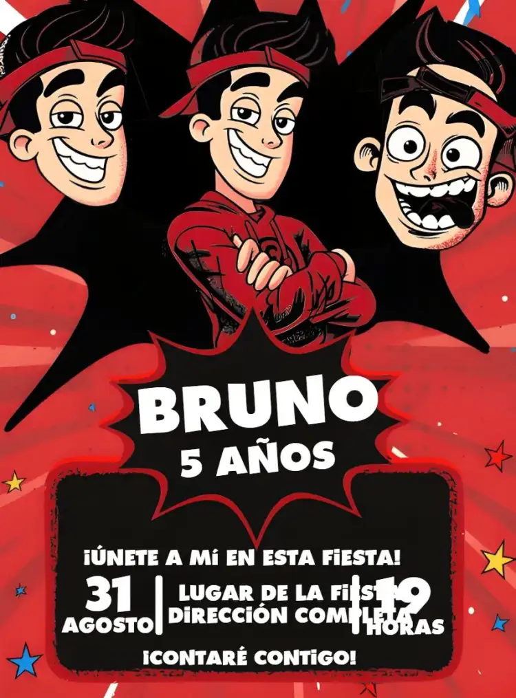 Invitación Enaldinho Estrellas – tema Más buscados moderno, jugador, colorido, lúdico, divertido