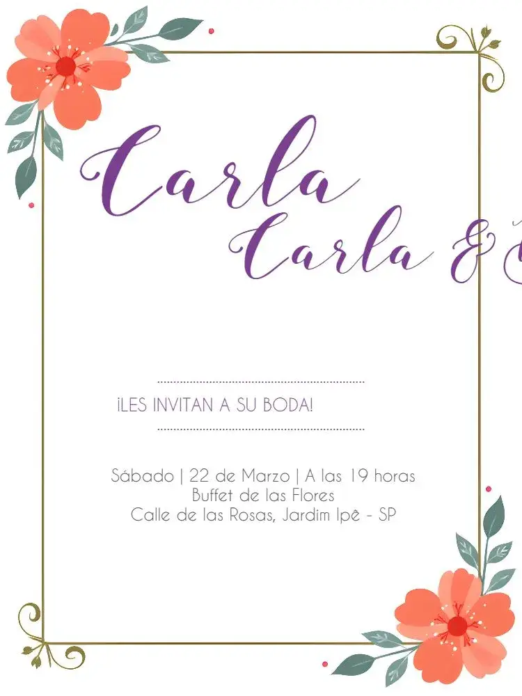 Invitación Boda Floral Colorida