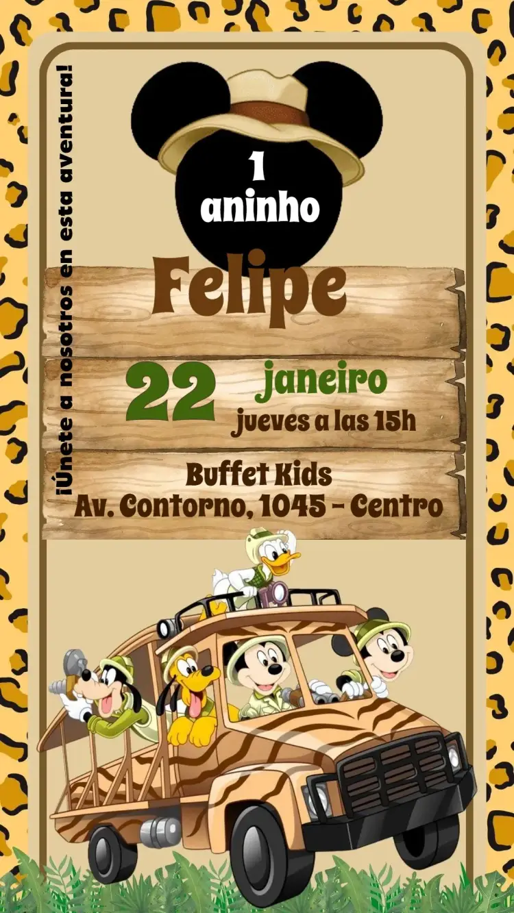 Invitación Mickey Safari