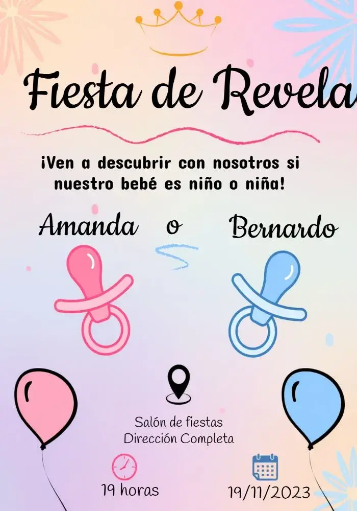 Invitación Baby Shower Pink Blue And