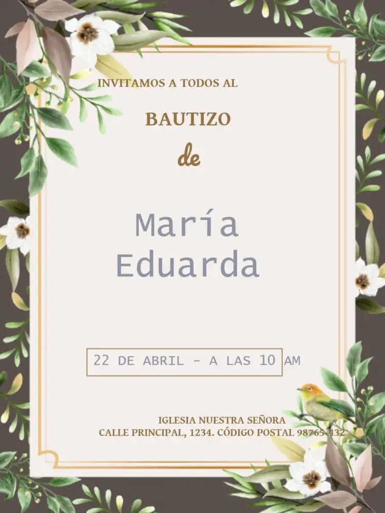 Invitación Para Bautizo Cruz