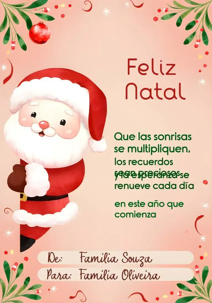 Invitación Tarjeta De Navidad Papá Noel Roja