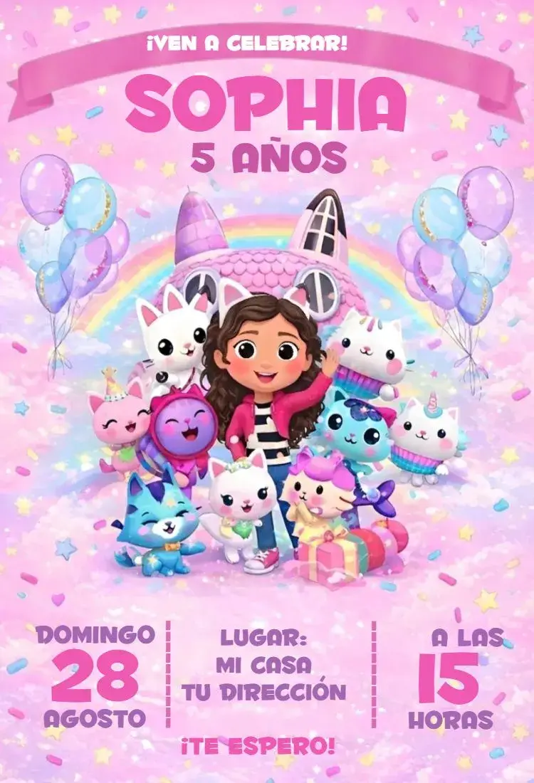 Invitación La Casa Mágica de Gabby 7