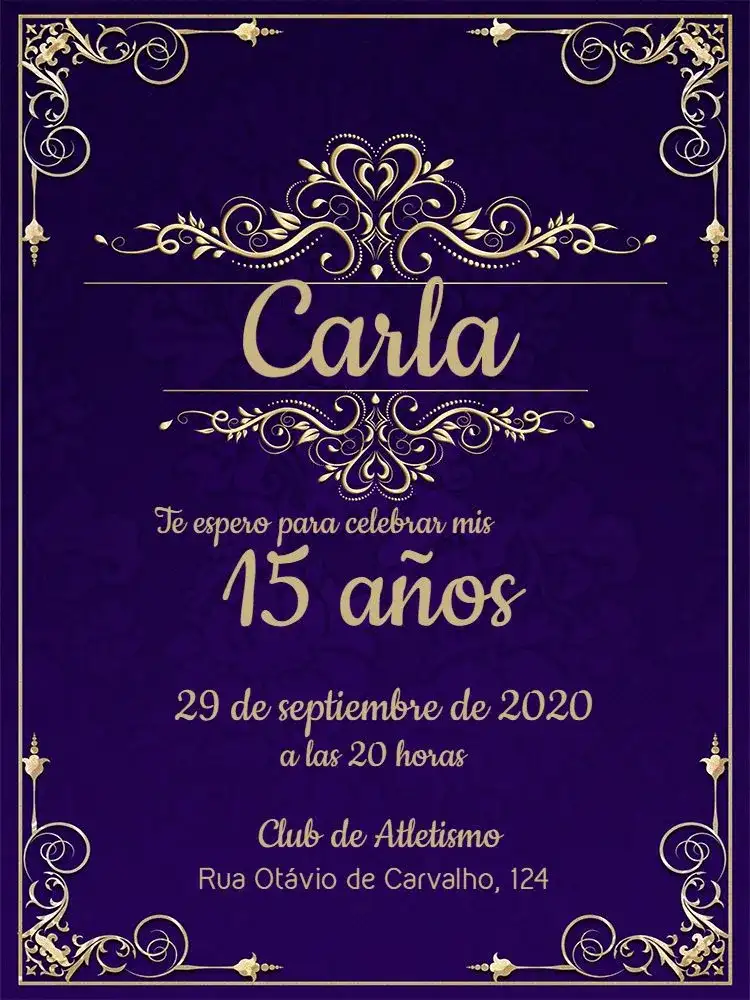 15 Años - Azul Con Arabescos Dorados Fiesta