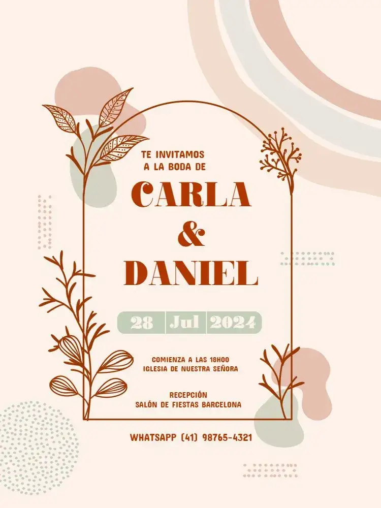 Invitación Boda Hipster / Moderna Celebración Floral – tema Boda floral, moderno, boho, minimalista, elegante, terrosos