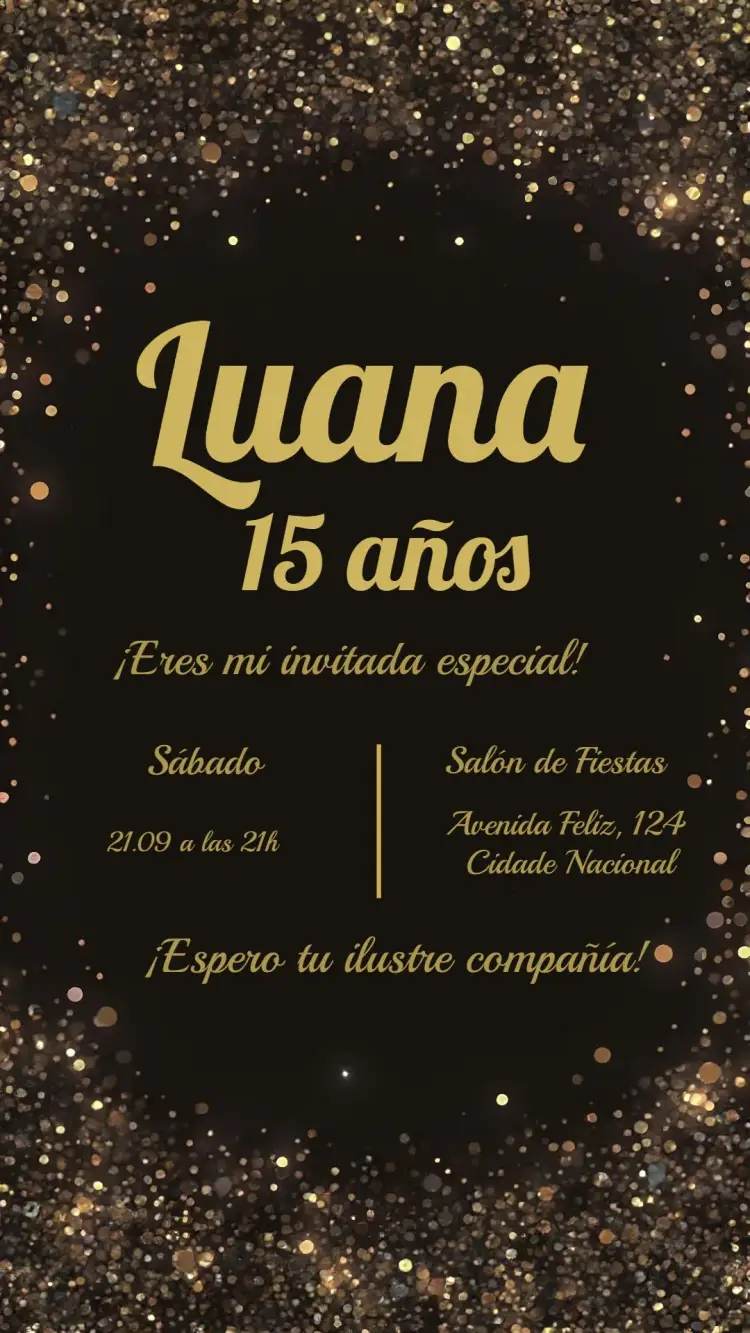 Invitación 15 Años Glitter Elegante