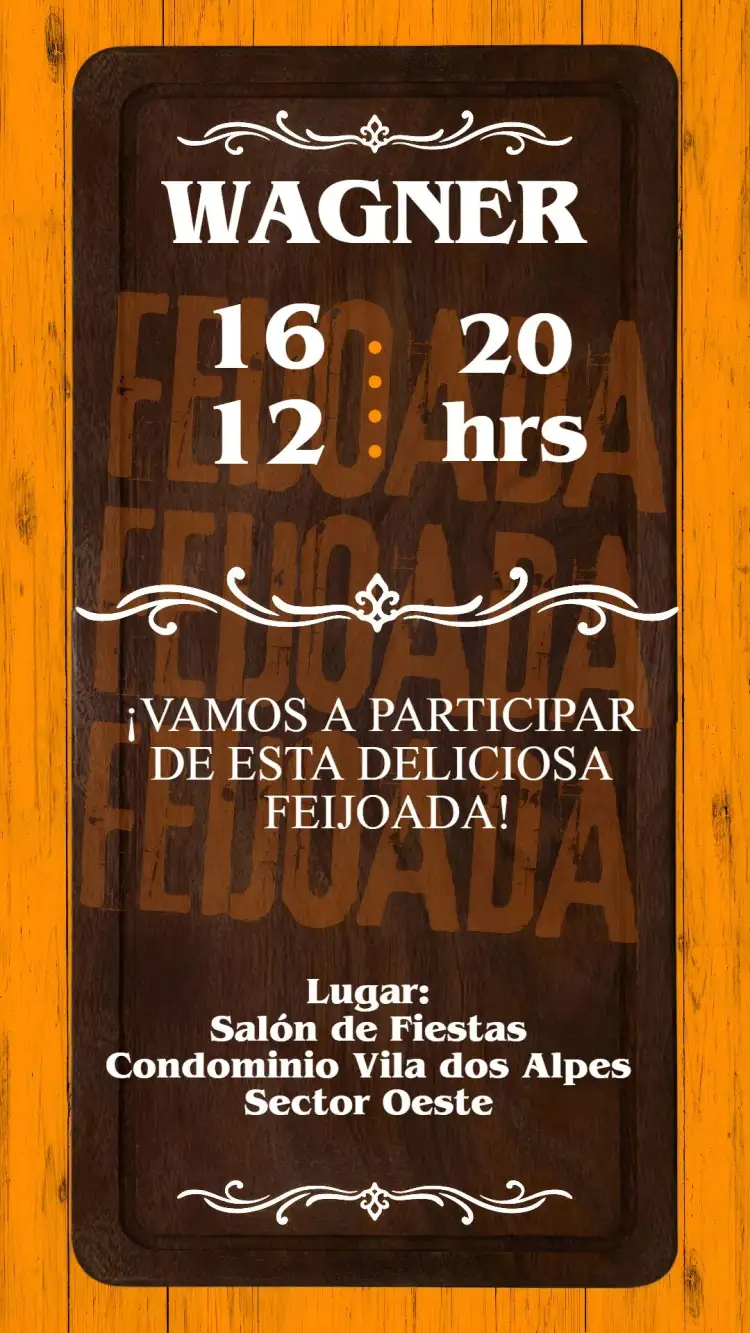 Invitación Feijoada – tema Cumpleaños colorido, tradicional, divertido, vibrante, tropical, festivo