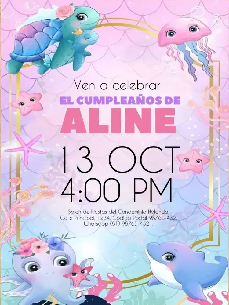 Invitación Sirena Para Editar Fondo Del Mar
