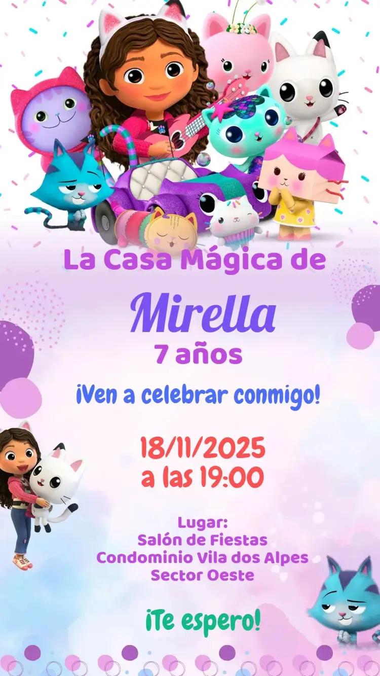 Invitación La Casa Mágica de Gabby