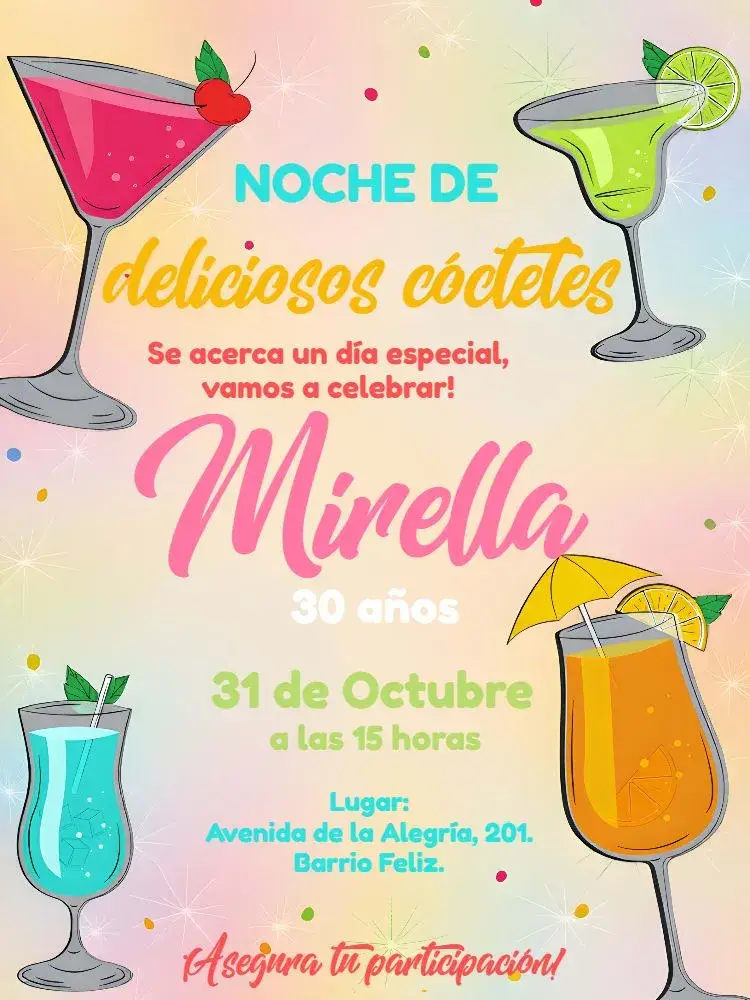 Invitación Noche De Buenos Drinks Amigas