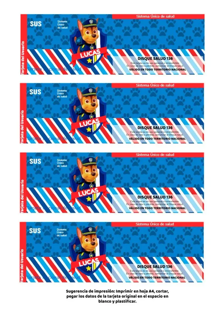 Invitación Tarjeta De Sus Chase Patrulla Canina Blanca