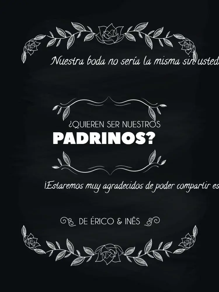 Invitación Para Padrinos De Boda Oscuro Y Delicado Floral