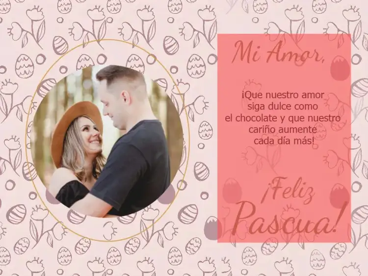 Tarjeta Feliz Pascua Con Foto Círculos