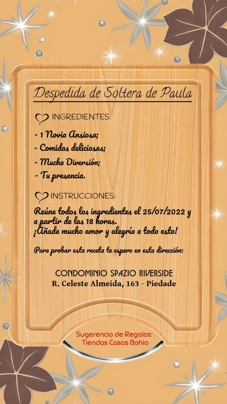 Invitación Despedida de Soltera Tabla – tema Despedida de Soltera culinario, rústico, vintage, moderno, colorido, acogedor