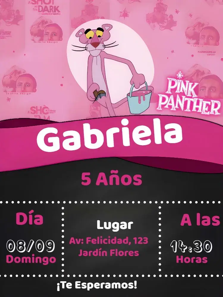 Invitación Pantera Rosa Dibujo