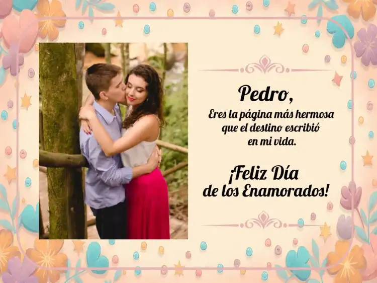 Tarjeta Día De Los Enamorados Con Foto Hojas