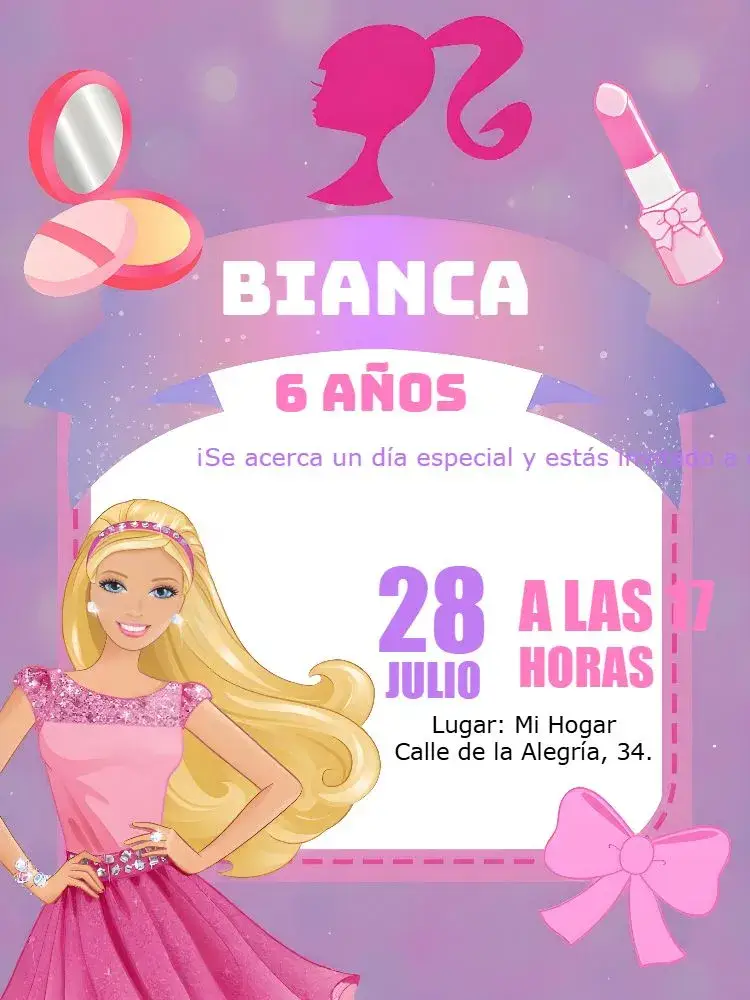 Invitación Barbie Glitter Animado