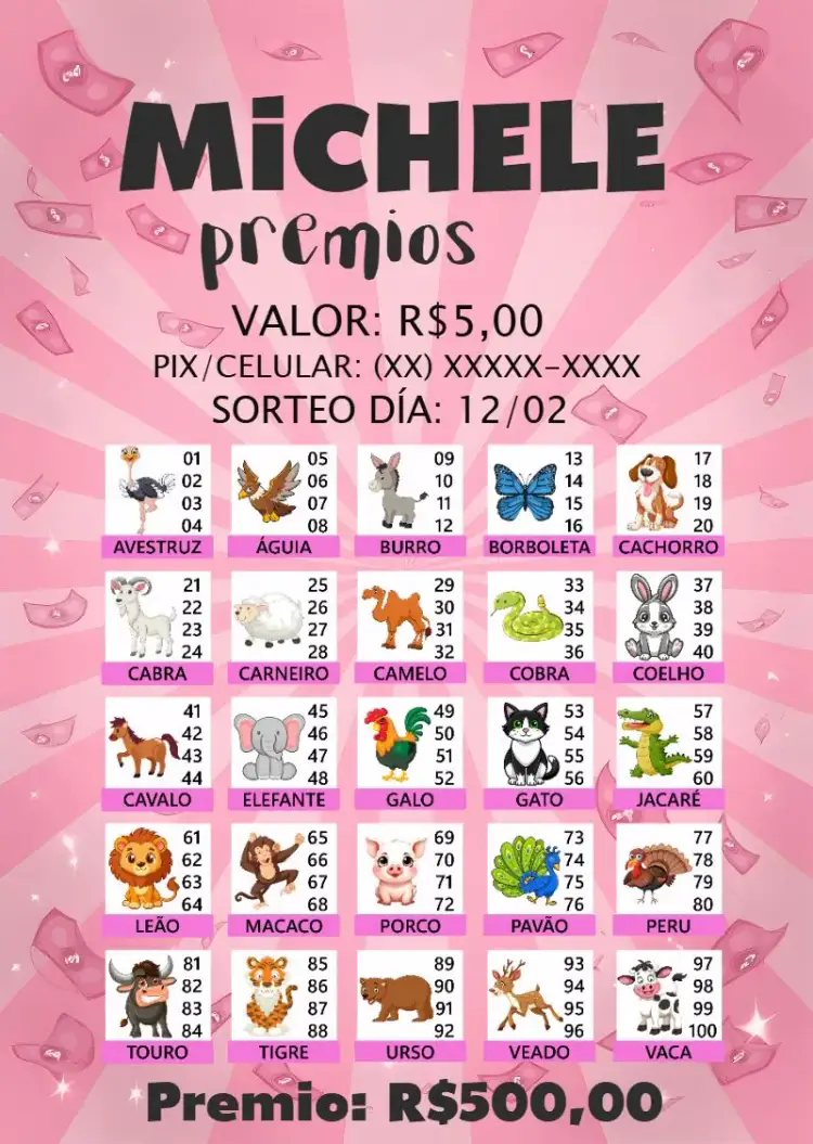 Invitación Rifa De Bicho Premiações Bixo – tema Cartones colorido, divertido, jovial, temático, animales, moderno
