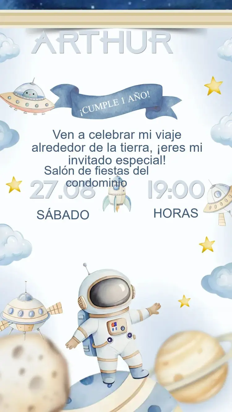 Invitación Cumpleaños Astronauta