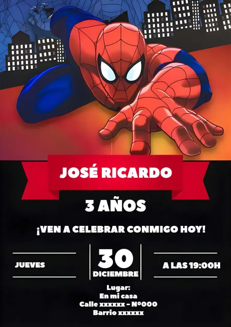 Invitación Hombre Araña Man
