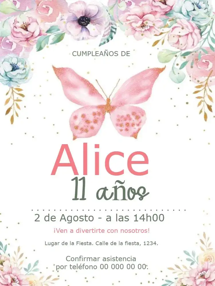 Flores Variadas Mariposa Infantil