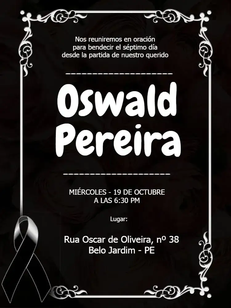 Invitación Misa Del Séptimo Día Negro – tema Cumpleaños Infantil blanco y negro, minimalista, elegante, moderno, sutil, acogedor
