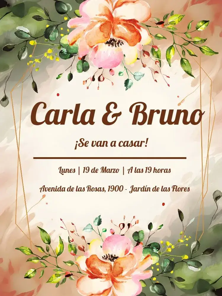 Invitación Boda Floral Boho Chic Fiesta – tema Cumpleaños Infantil floral, boho, colorido, elegante, moderno, desenfadado
