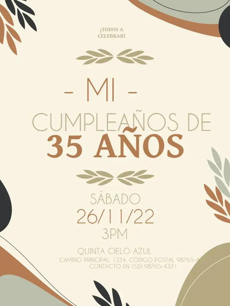Invitación 35 Años Fiesta Delicada