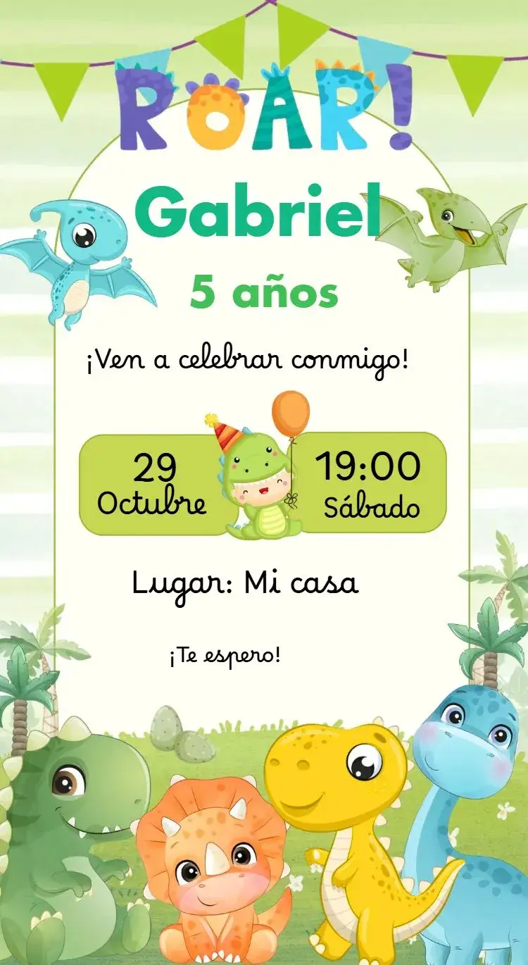 Invitación Dinosaurio Baby