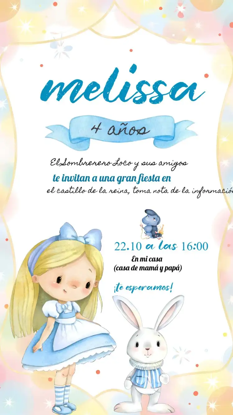 Alicia En El País De Las Maravillas Acuarela Infantil
