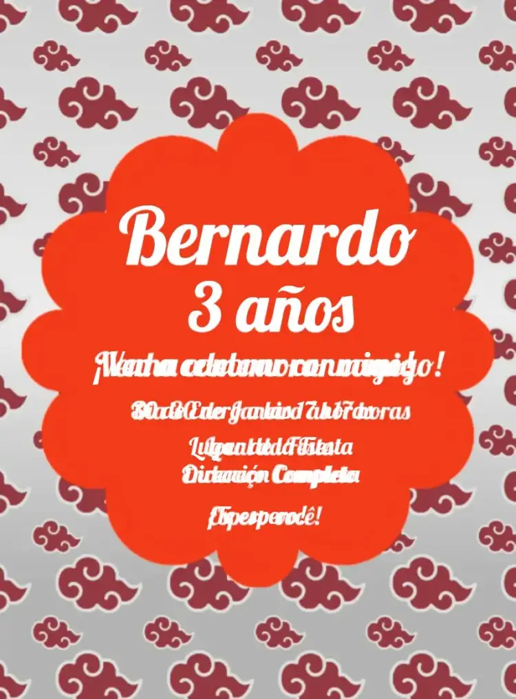 Invitación Naruto Akatsuki Boruto
