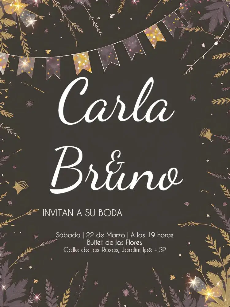 Invitación Boda Bandeirinhas Amarillo