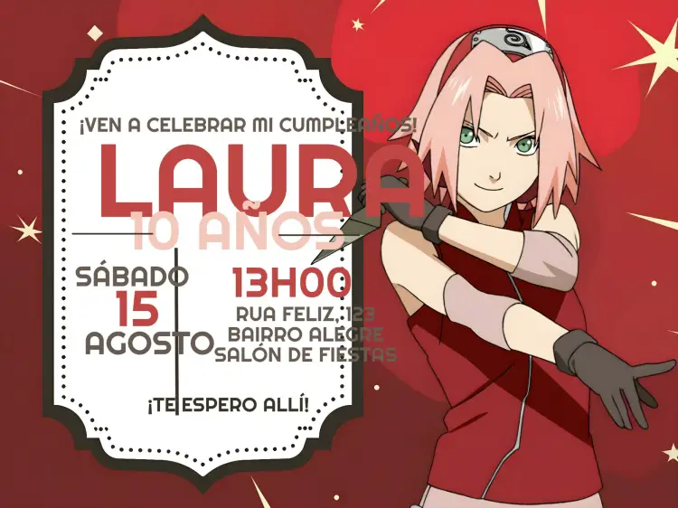 Invitación Naruto Sakura Fiesta