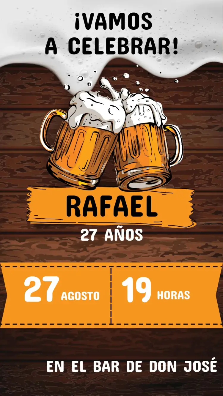Invitación Invitación Cumpleaños Cerveza – tema Cumpleaños moderno, dorado, verde, marrón, vintage, relajado