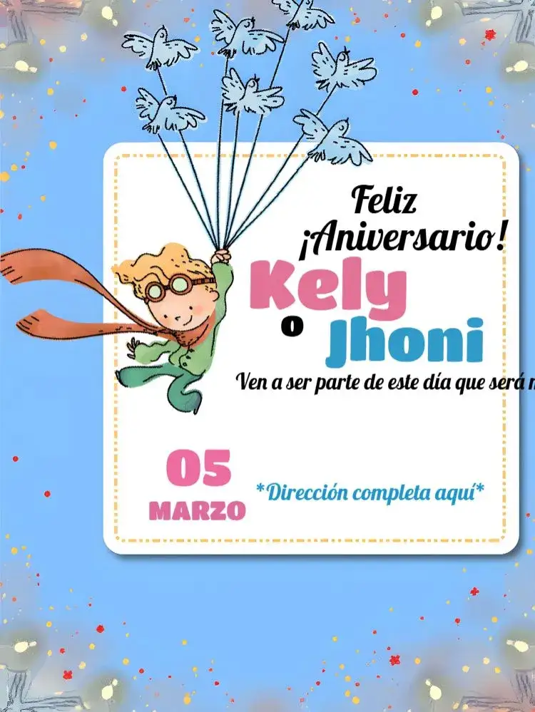 Invitación El Principito Descargar – tema Más buscados infantil, lúdico, colorido, ilustraciones de El Principito, estilo vintage, elementos de cuento de hadas