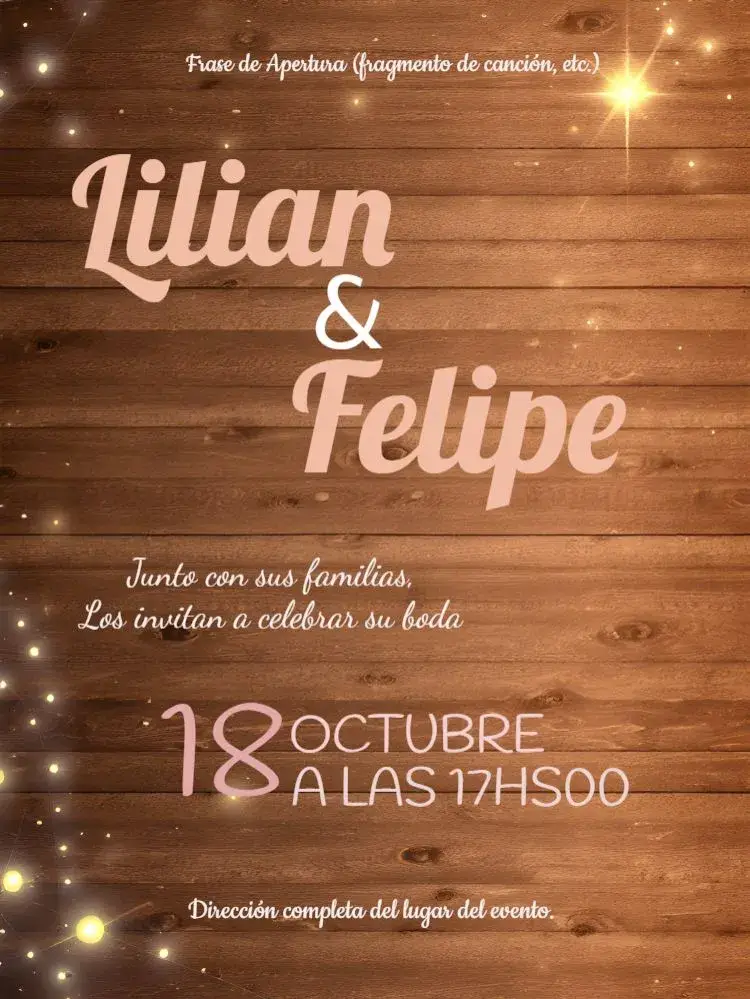 Invitación Boda Rústica Pareja