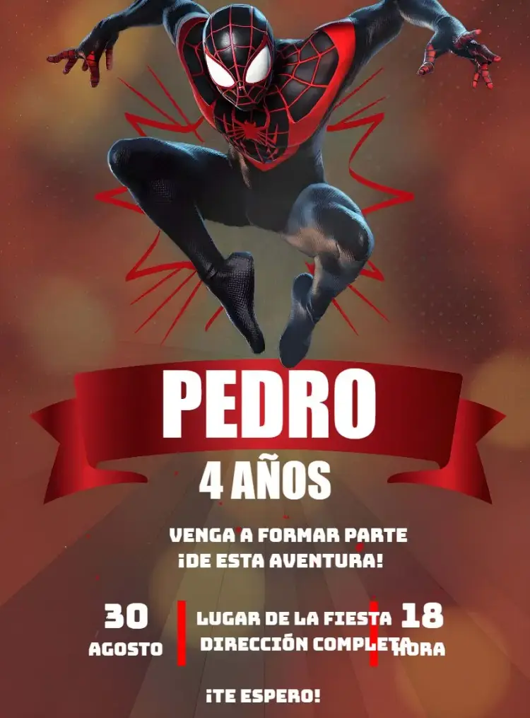 Invitación Hombre Araña Rojo