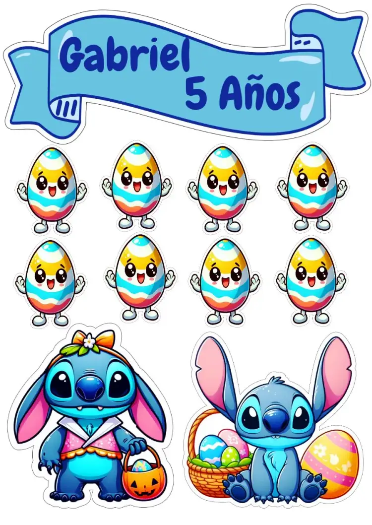 Invitación Topo De Pastel Stitch Pascua Infantil – tema Fechas Conmemorativas colorido, divertido, temático, infantil, fantasía