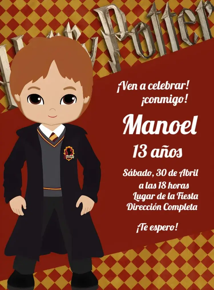 Invitación Rony Weasley Wesley