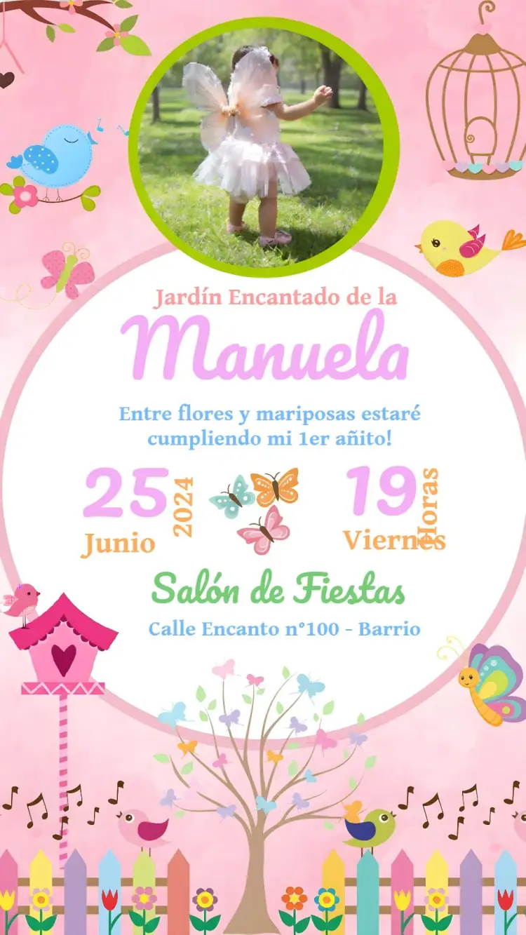 Invitación Jardín Encantado Con Foto Delicado