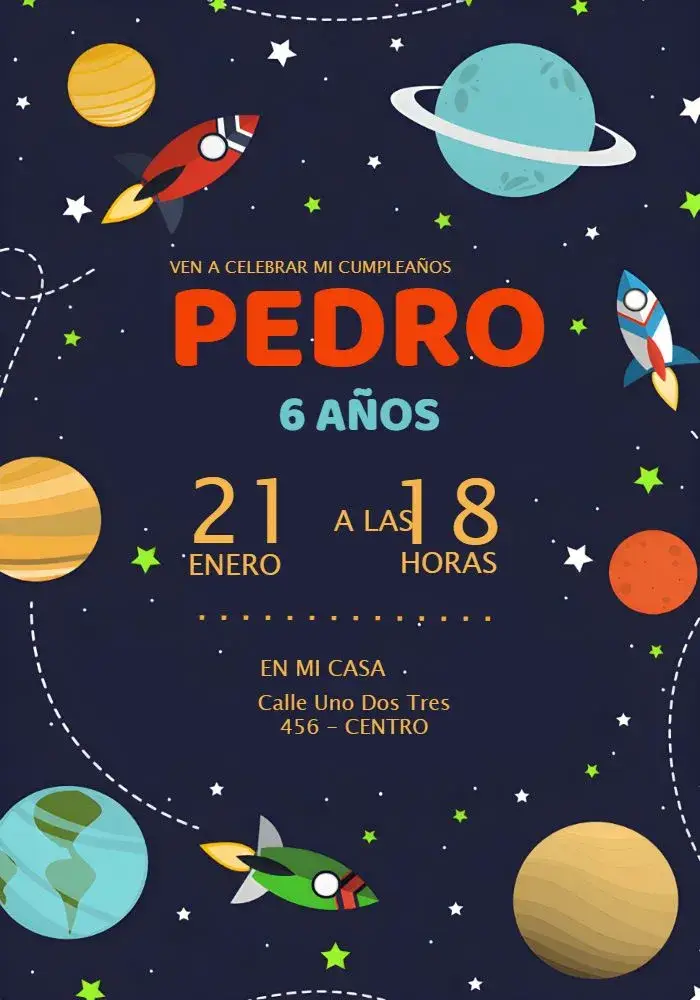 Invitación Galaxia Naranja